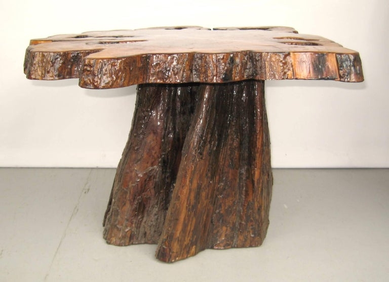 Natural Form Tree Slab-Top and Stump Coffee Table at 1stDibs