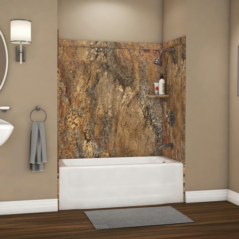 Natural Stone Look Shower Wall Panels in Bathroom
