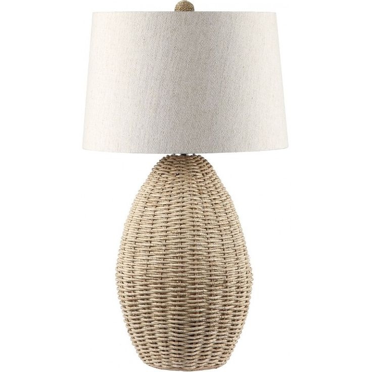 Natural Wicker Table Lamp with Linen Shade