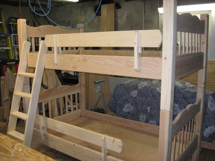 Natural Wood Bunk Bed with Safety Rails