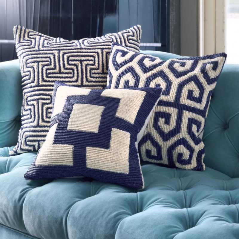 Navy Blue and White Geometric Decorative Pillows