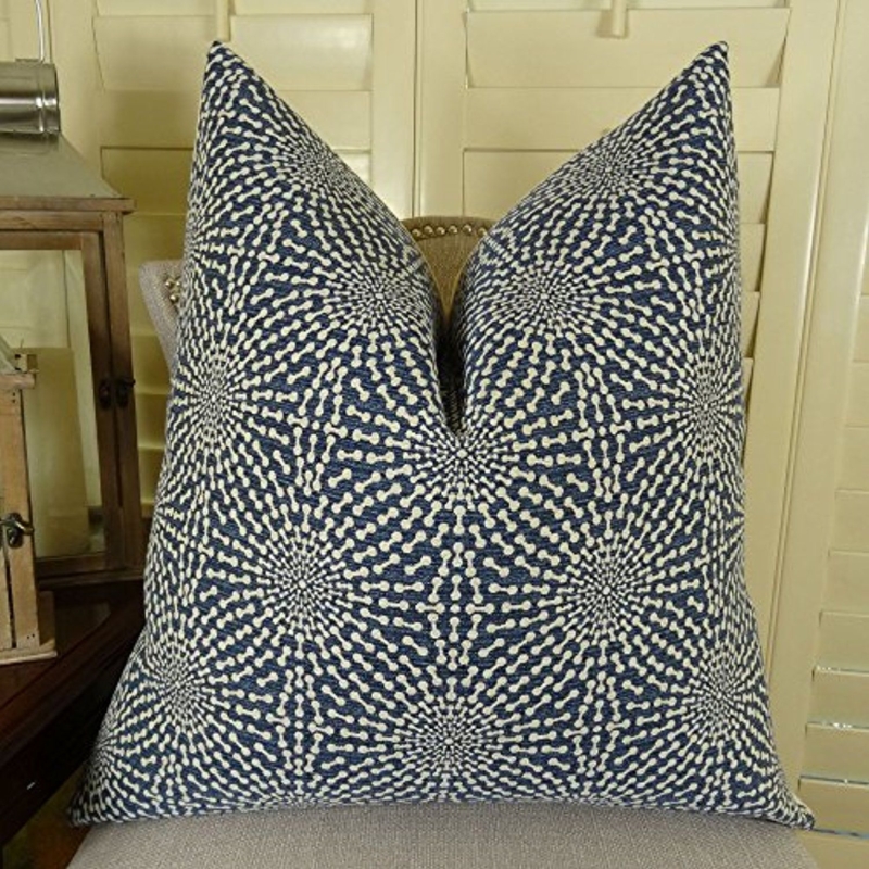Navy Blue Geometric Pattern Throw Pillow Accent