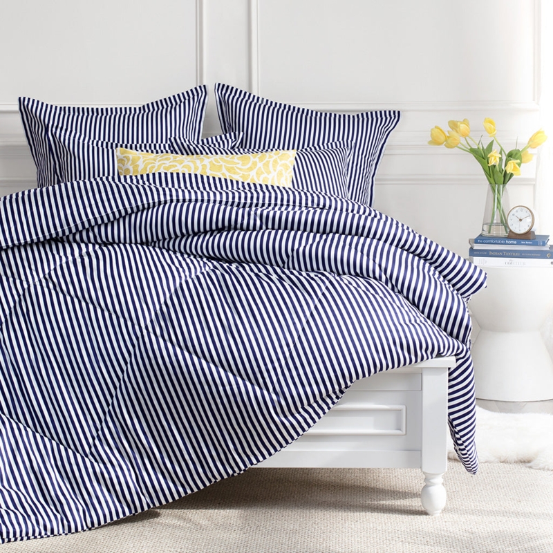 Navy Blue Striped Comforter Bedding Set