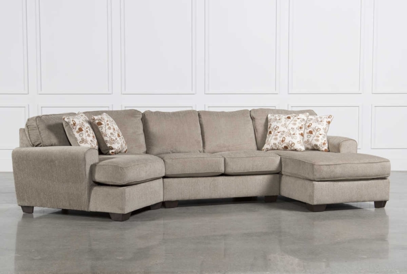 Neutral Toned Angled Sofa Sectional with Cushions