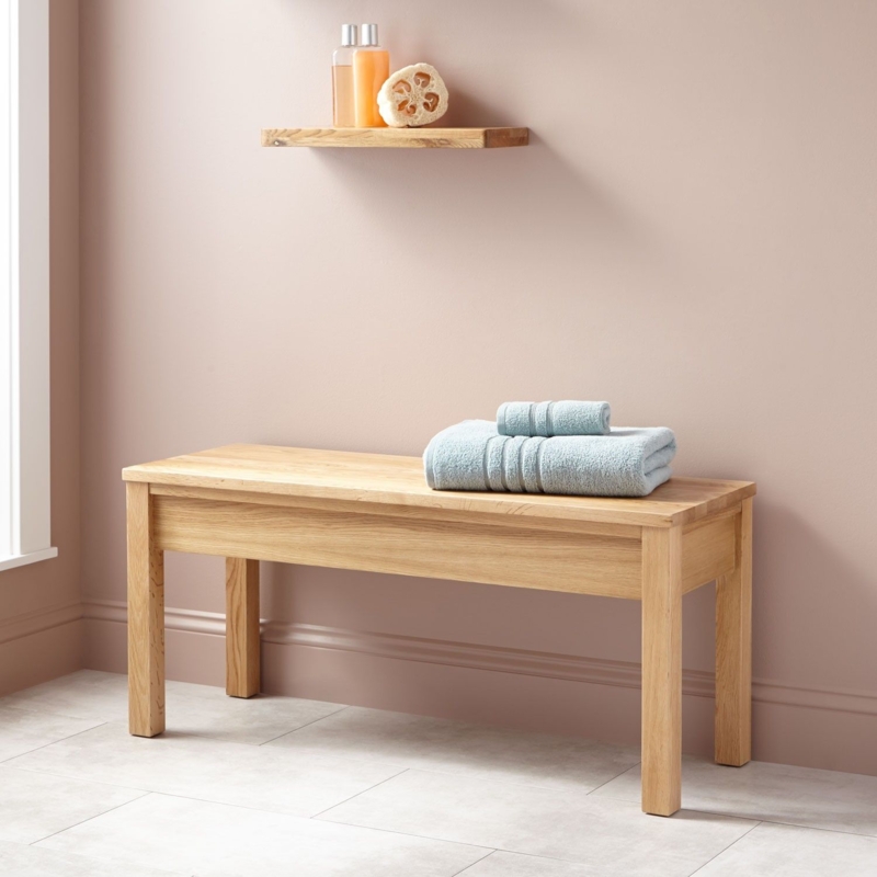 Oak+Bathroom+Bench | Bathroom bench, Bathroom storage bench