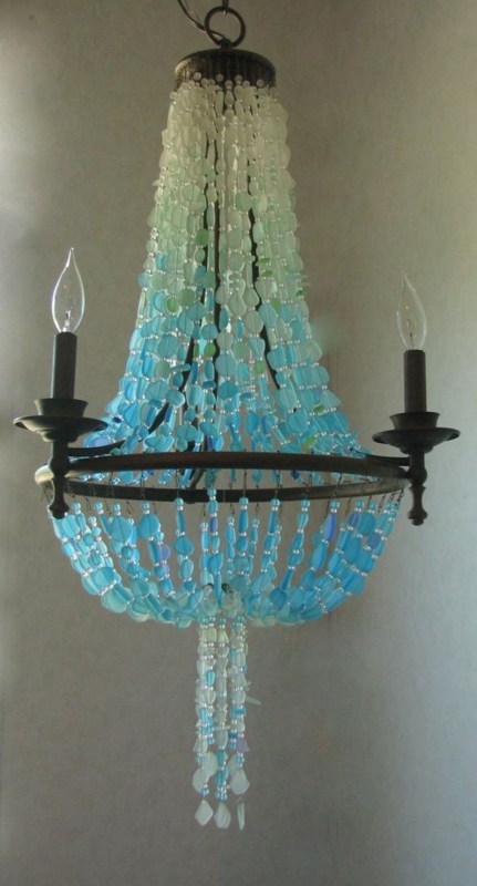Ocean-Inspired Sea Glass Chandelier Lighting Fixture
