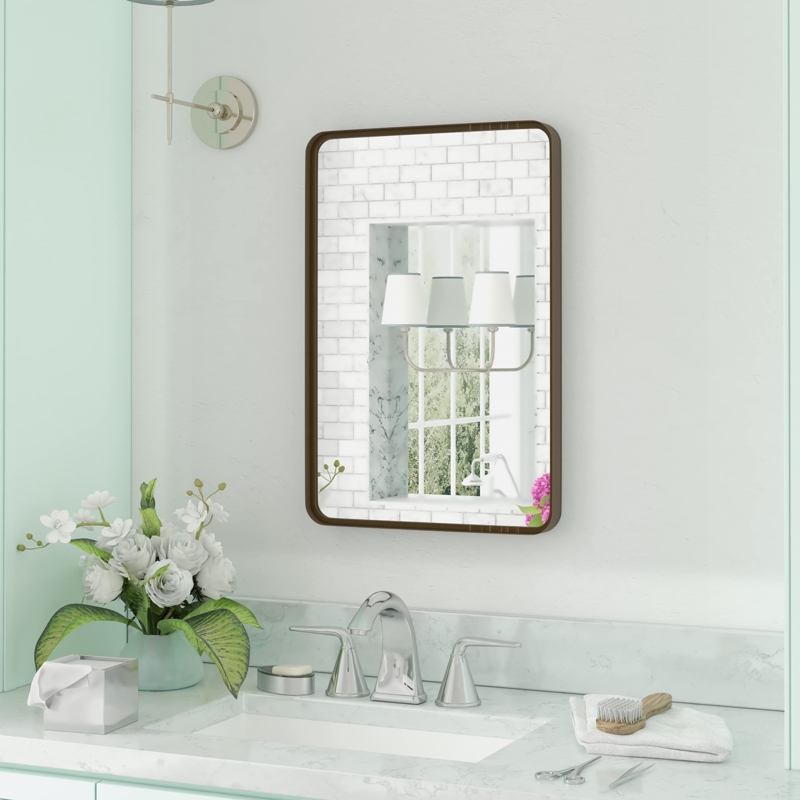 Oil Rubbed Bronze Rectangular Bathroom Mirror