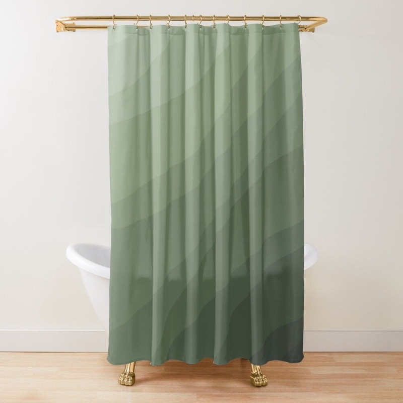"Olive Green Gradient Abstract Waves 02" Shower Curtain for Sale by ...