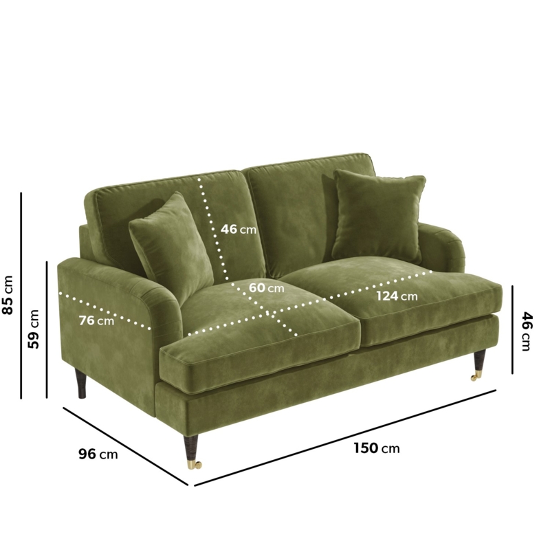 Olive Green Velvet 2 Seater Sofa - Payton - Furniture123