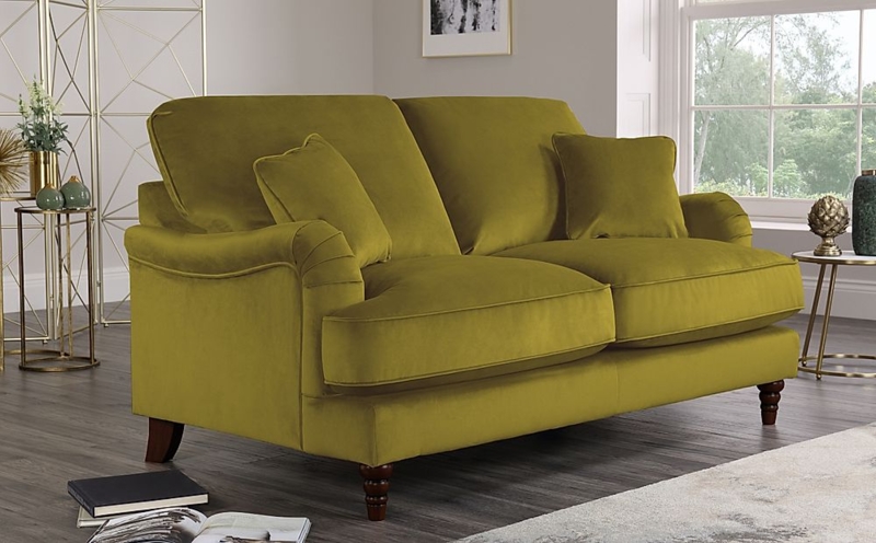 Olive Green Velvet Chesterfield Style 2 Seater Sofa
