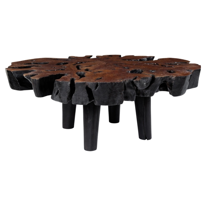 Organic Form Lychee Wood Coffee Table in an Ebony Finish at 1stDibs