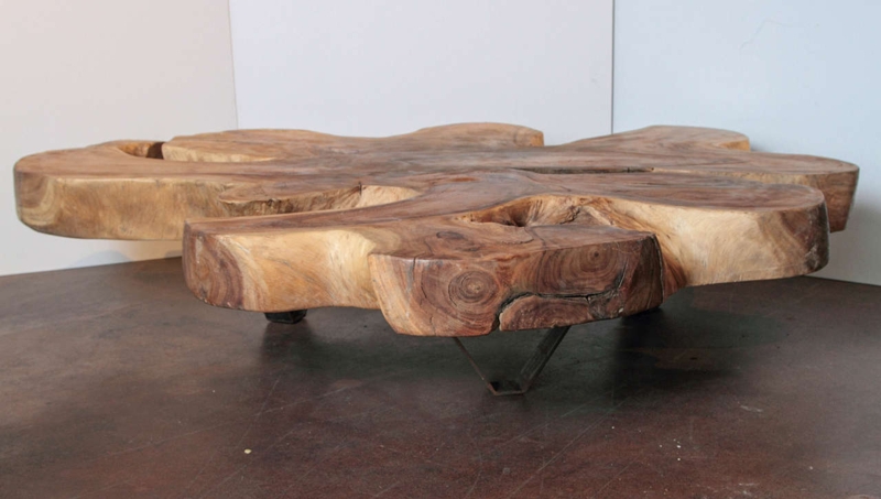 Organic Lychee Wood Coffee Table with Natural Edges