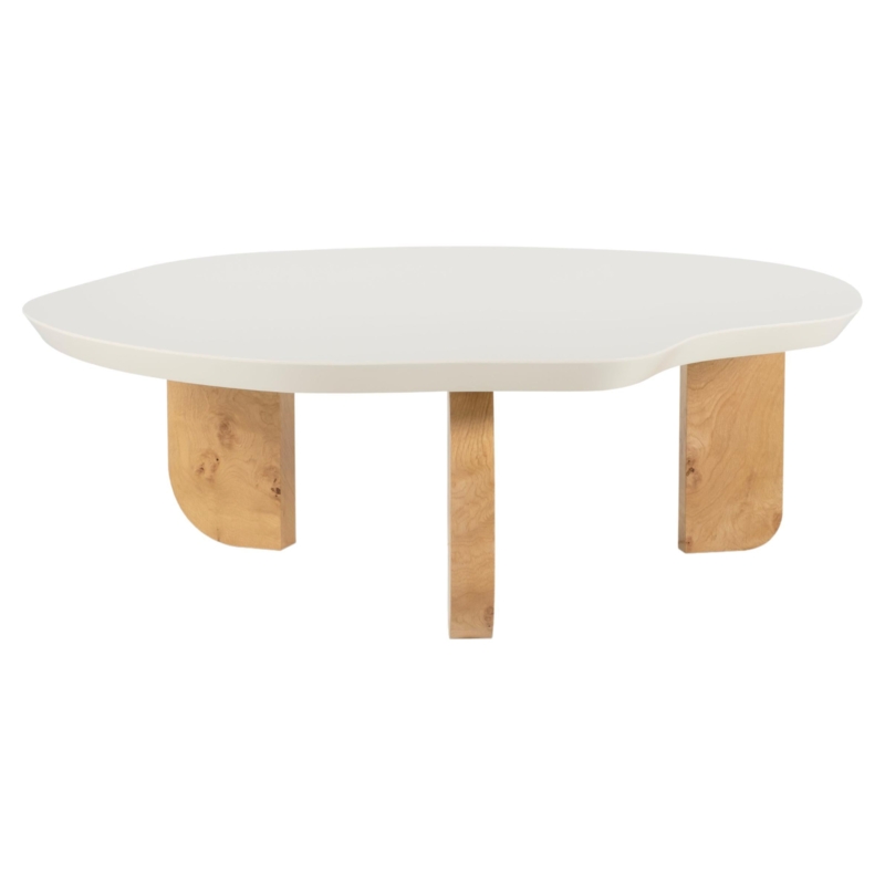 Organic Shaped Coffee Table with Natural Wood Legs