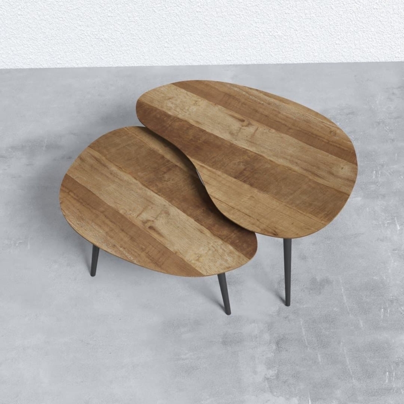 Organic Shaped Wooden Coffee Tables Set