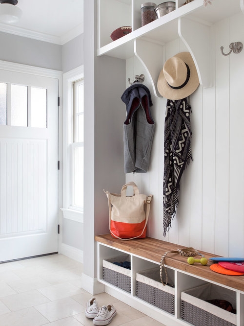 Organized Mudroom with Wall Hooks and Storage Bench