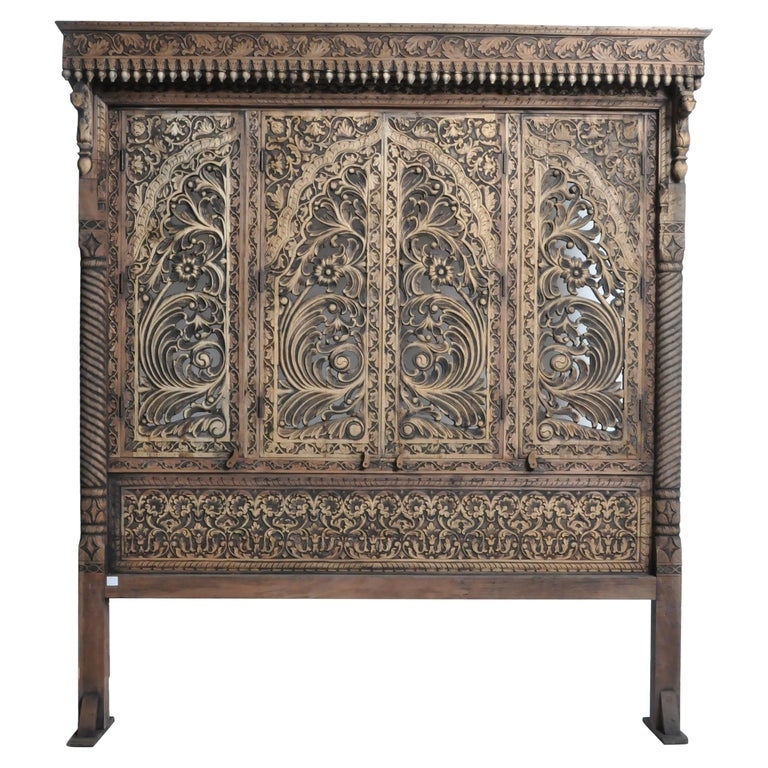 Ornate Hand Carved Wooden Headboard Design