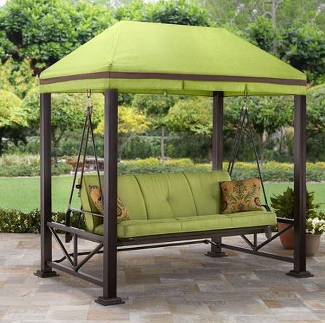 Outdoor 3-Person Patio Daybed Canopy Swing