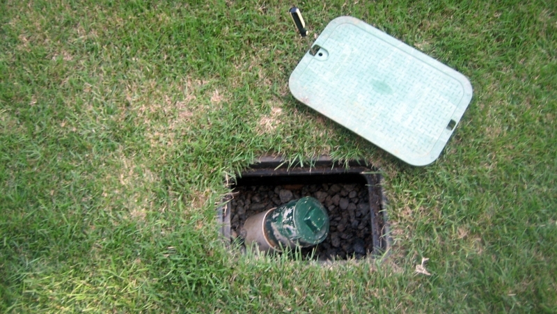 Outdoor Sewer Cleanout Cover Box in Lawn