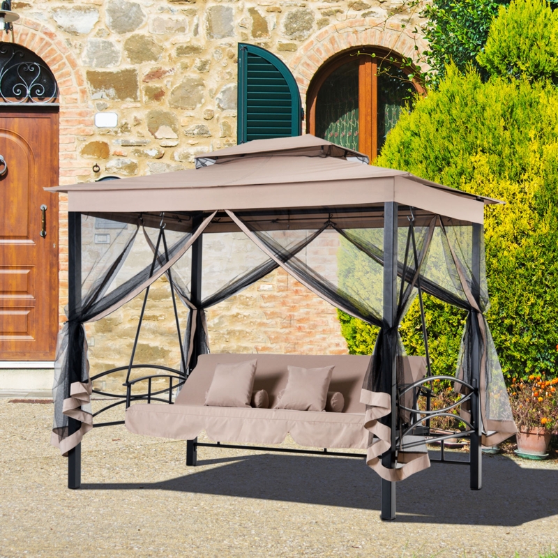 Outsunny 3-Person Outdoor Patio Daybed with Canopy