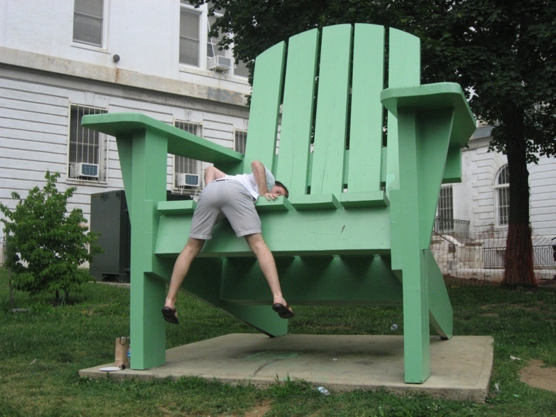 Oversized Green Adirondack Chair in Outdoor Space