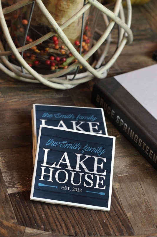 Personalized Lake House Coasters for Rustic Decor