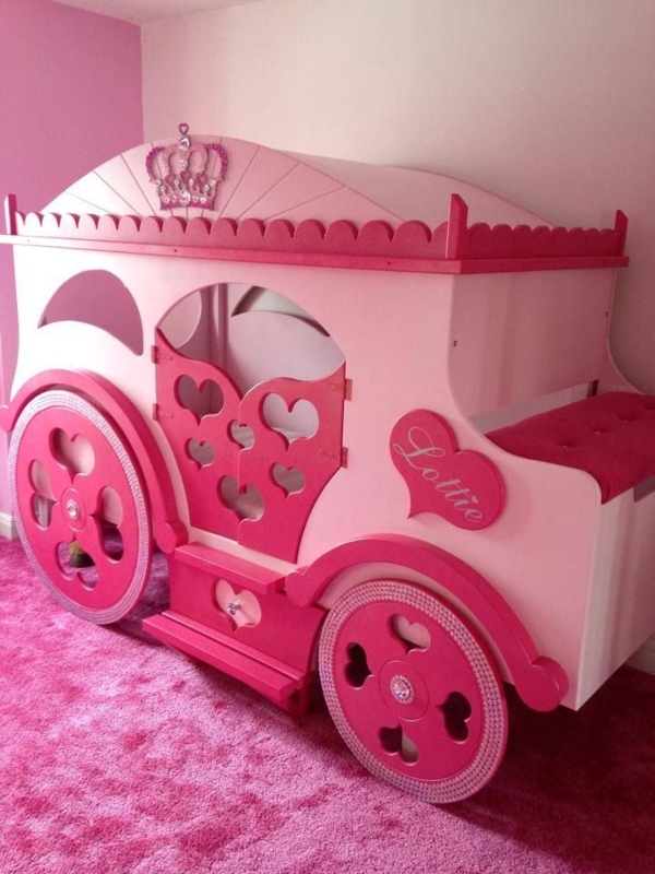 Pink Princess Carriage Bed for Kids' Bedroom