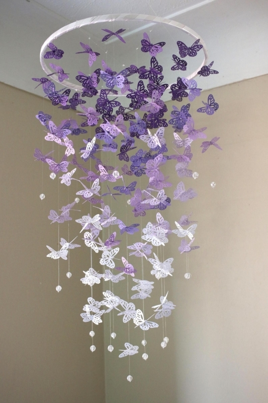 Purple Butterfly Chandelier Mobile for Elegant Spaces