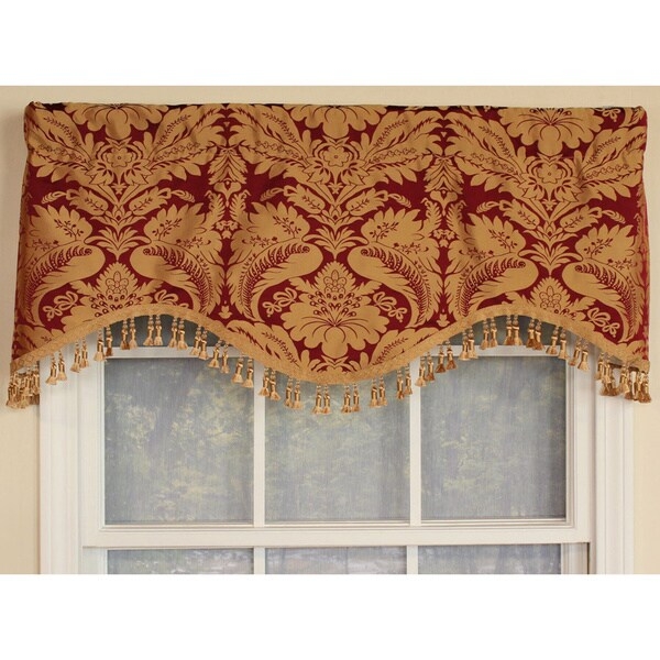 Queen's Damask Fire Gold Cornice Window Valance - 16742890 - Overstock ...