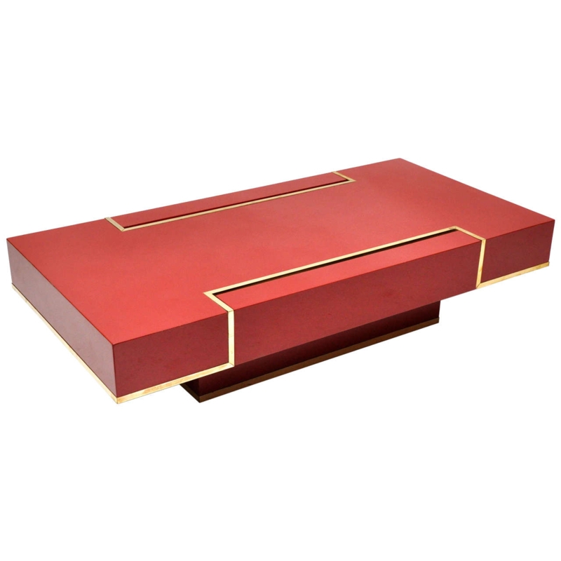 RARE "Maison Jansen" Red Lacquer Coffee Table at 1stDibs
