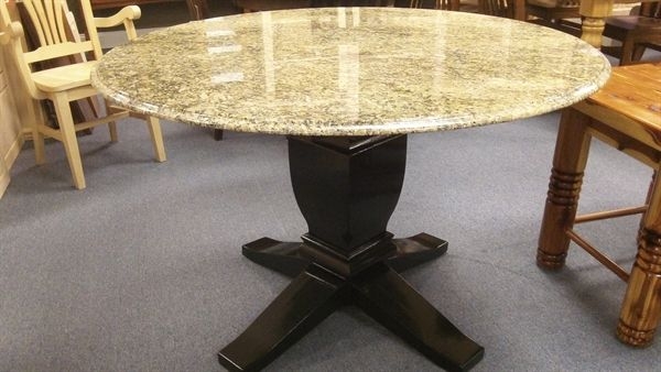 Round Granite Kitchen Table with Pedestal Base