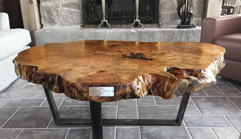 Round live edge coffee table made from natural edge a tree slice wood ...
