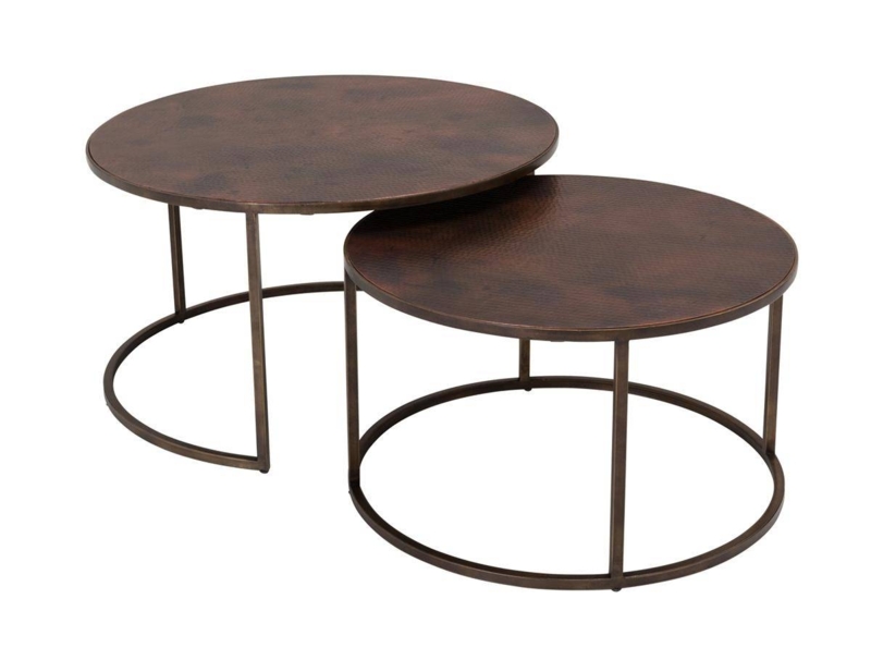 Round Nesting Coffee Tables with Metal Frames