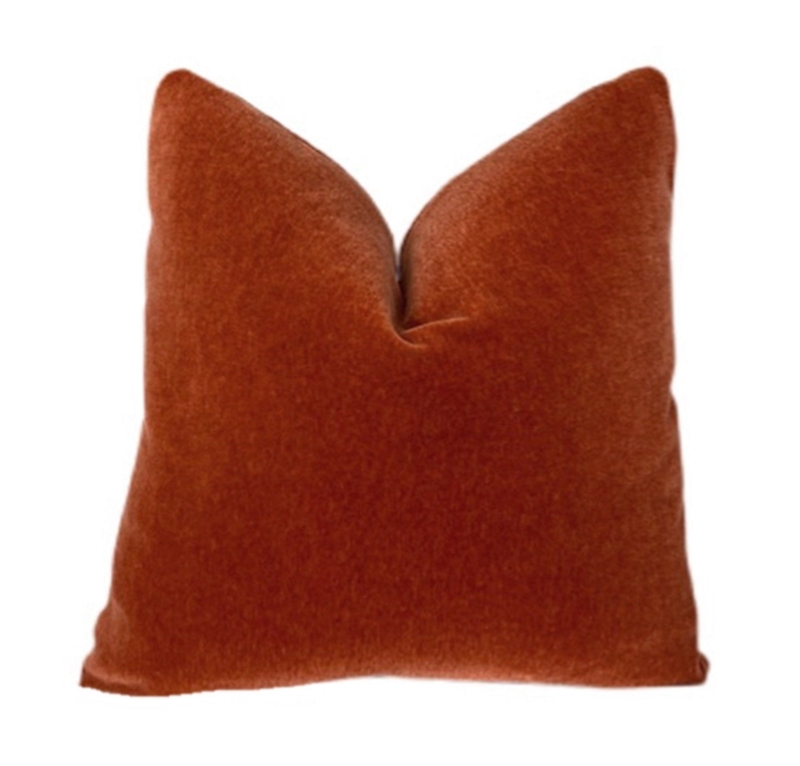 Rust Mohair Throw Pillow for Warm Cozy Spaces