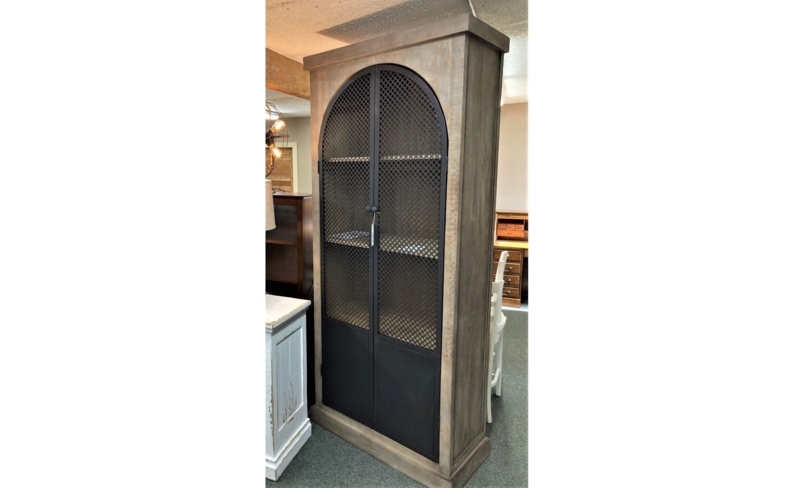 Rustic Arch Metal Mesh Storage Cabinet
