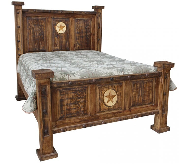 Rustic Bed With Star, Rustic Pine Bed Texas Star, Star Bed Frame