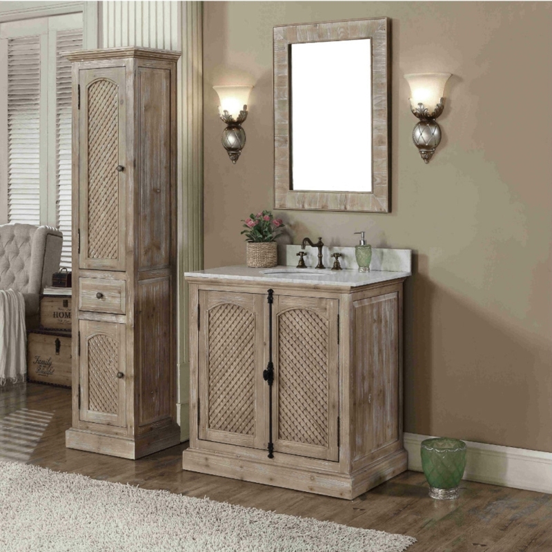 Rustic Carrara White Marble Bathroom Vanity Set