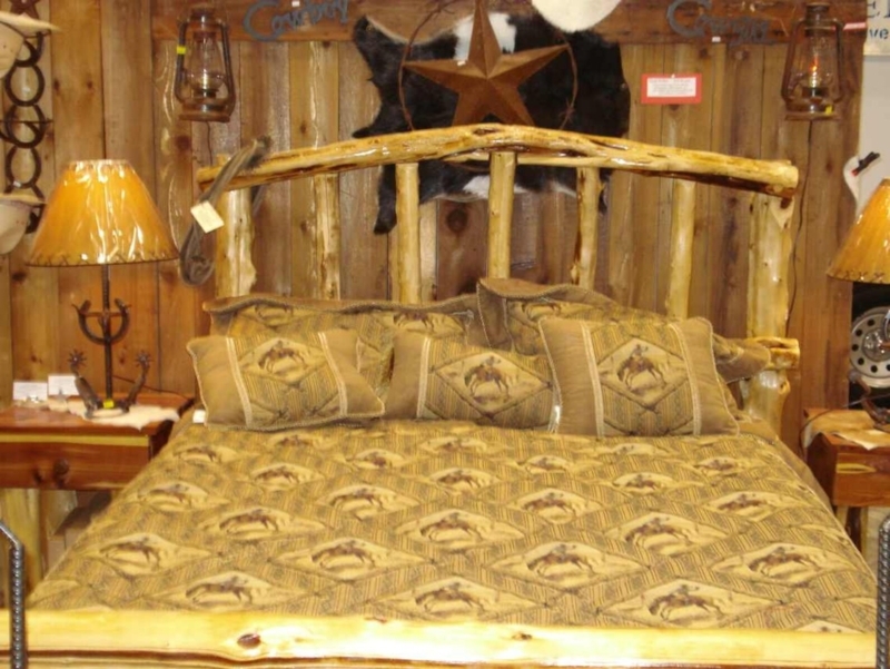 Rustic Cedar Full Queen Bed Frame with Western Decor
