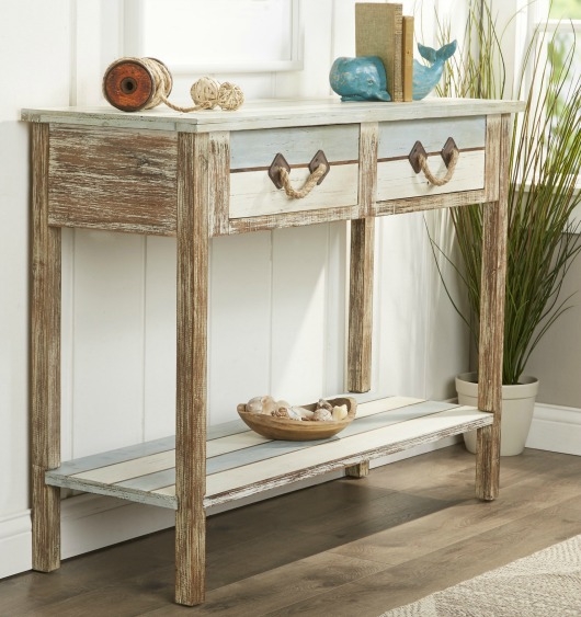 Rustic Coastal Console Table with Distressed Finish