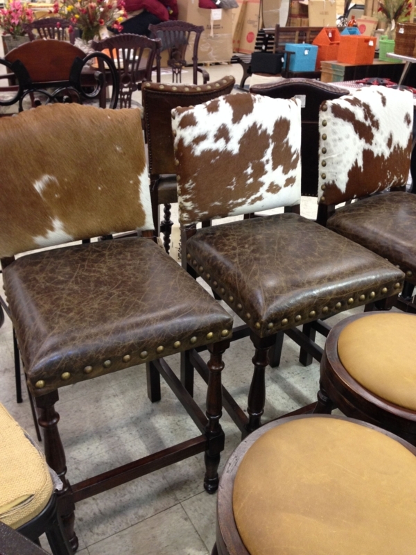 Rustic Cowhide and Leather Bar Stools Design