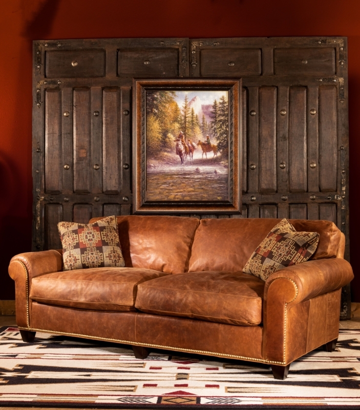 Rustic Living Room with Classic Leather Sofa