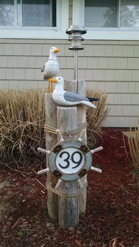 Rustic Nautical Outdoor Decor with Seagull Figures
