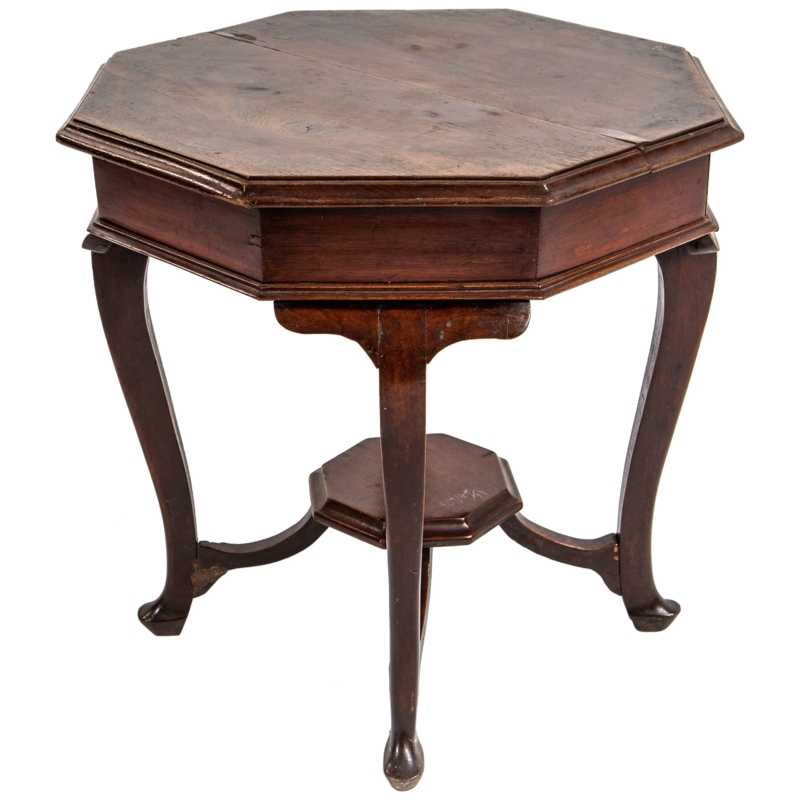 Rustic Octagonal Walnut Side Tables with Classic Legs