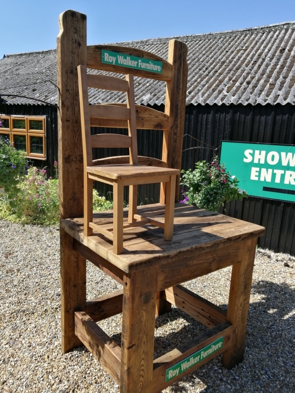 Rustic Oversized Wooden Chair Display