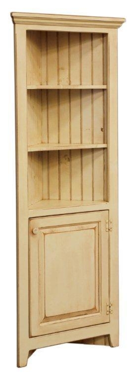 Rustic Pine Corner Cabinet Hutch for Small Spaces