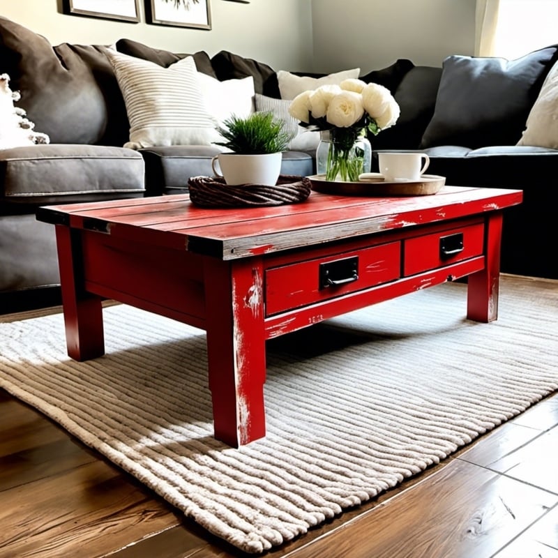 Rustic Red Coffee Table for Cozy Living Rooms
