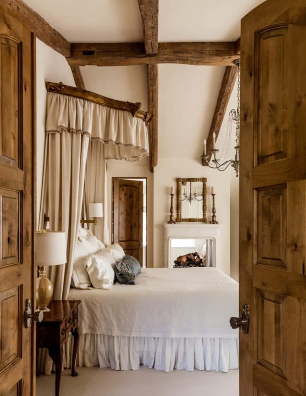Rustic Spanish-Style Bedroom with Wooden Beams