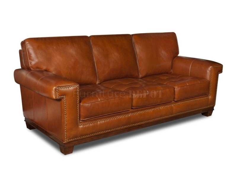 Rustic Top Grain Leather Modern Sofa w/Optional Items | Modern leather ...