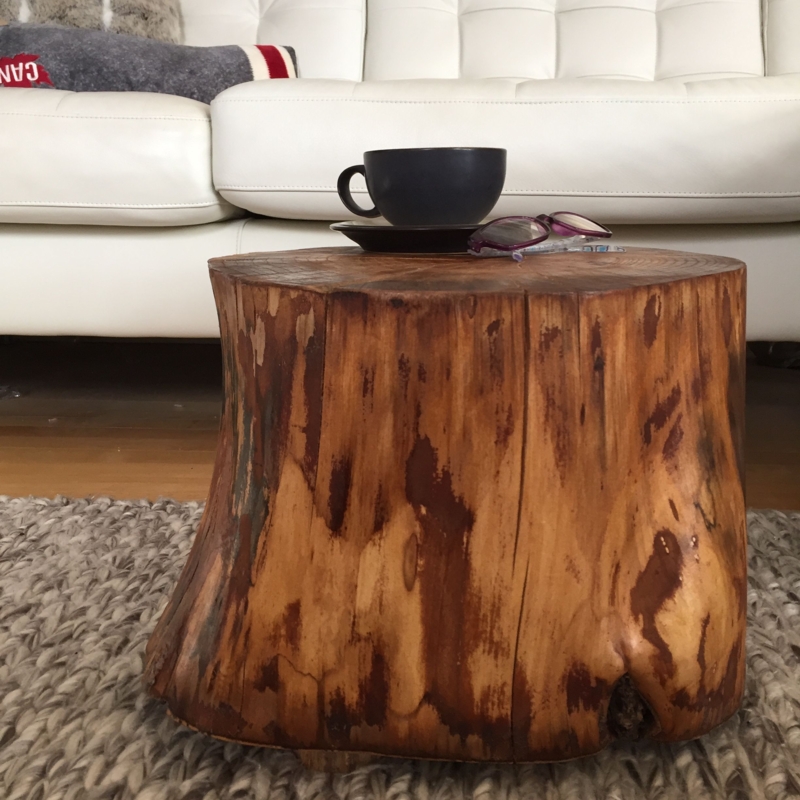 Rustic Tree Stump Coffee Table for Cozy Living Room