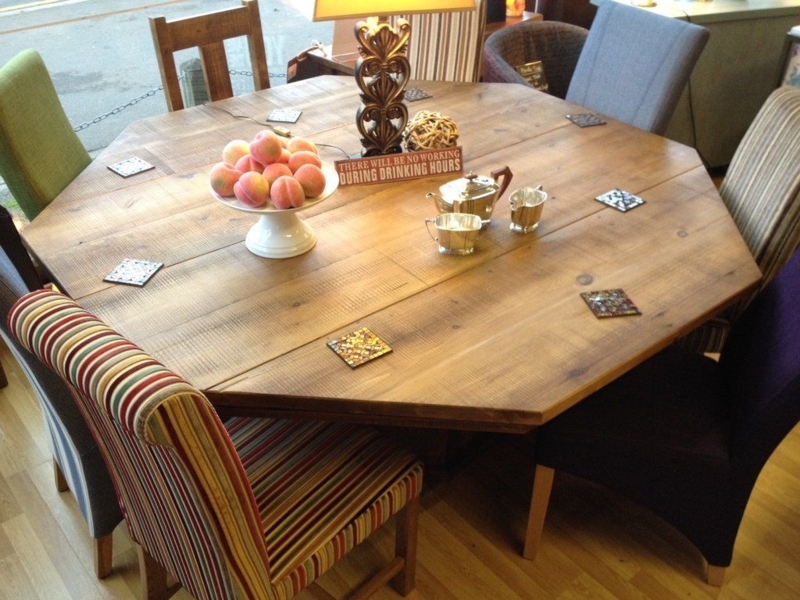 Rustic Waxed Octagonal Wooden Dining Table