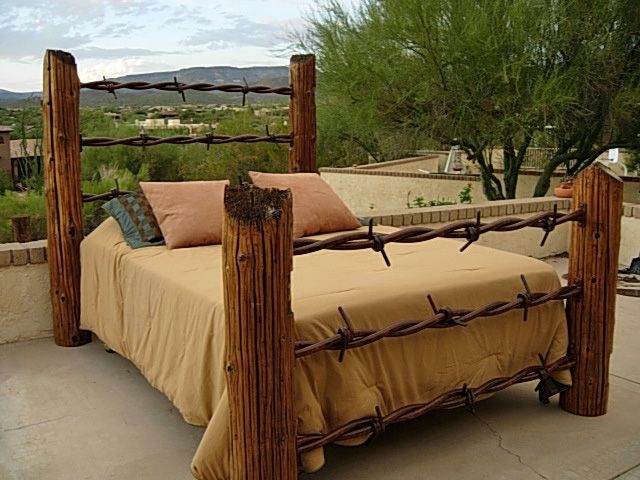 Rustic Western Barbed Wire Headboard and Footboard